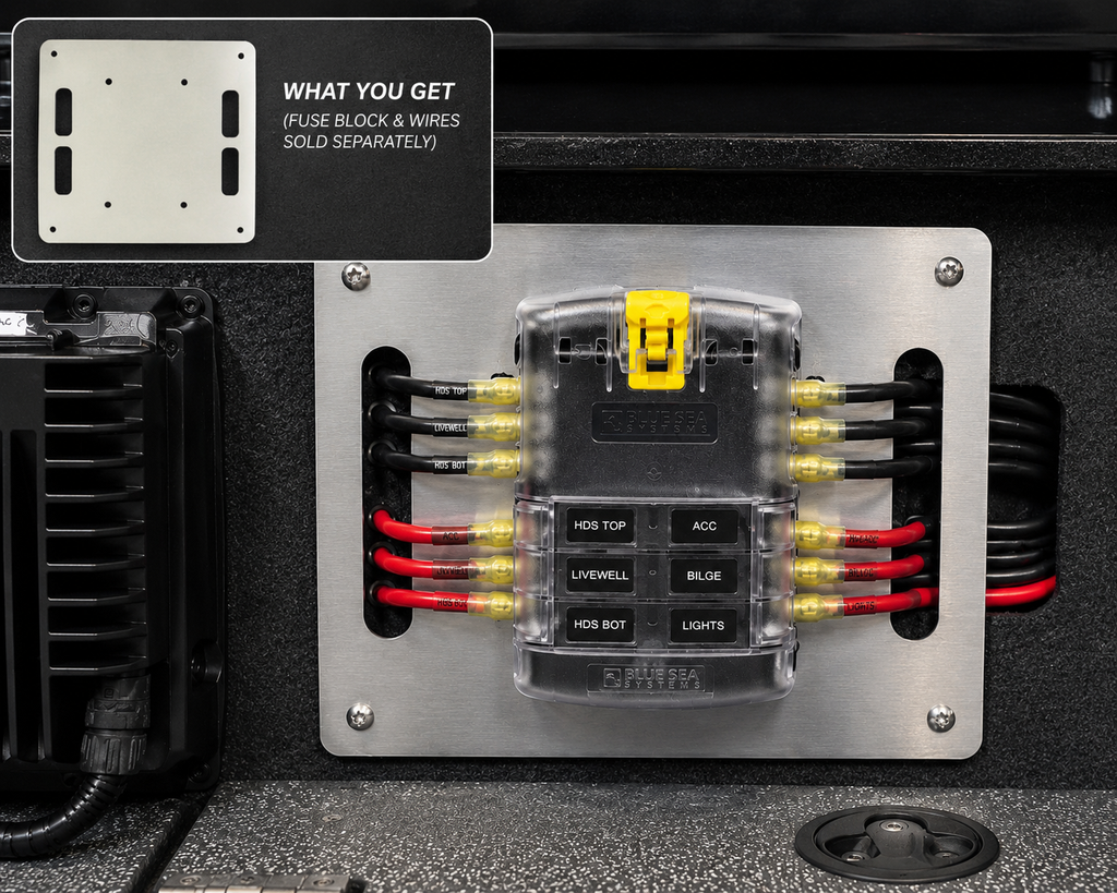 Bass Boat Fuse Block Mounting Plate | Clean Wiring & Organized Electronics Install | Blue Sea Fuse Block Mount