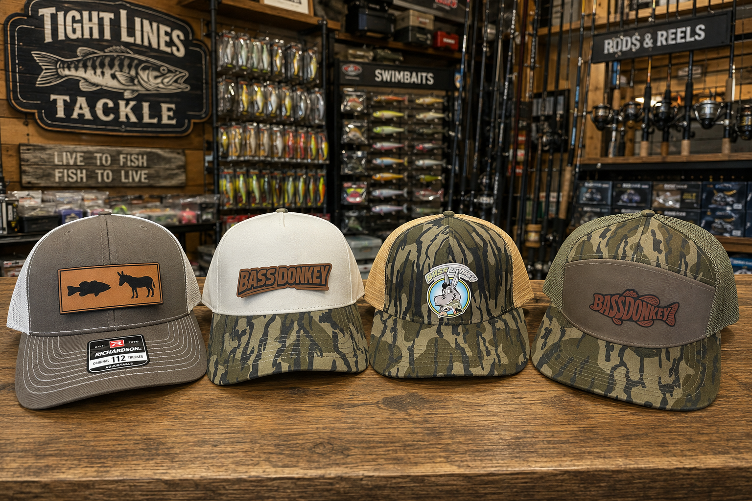 Mix & Match Bass Donkey Patch Hats