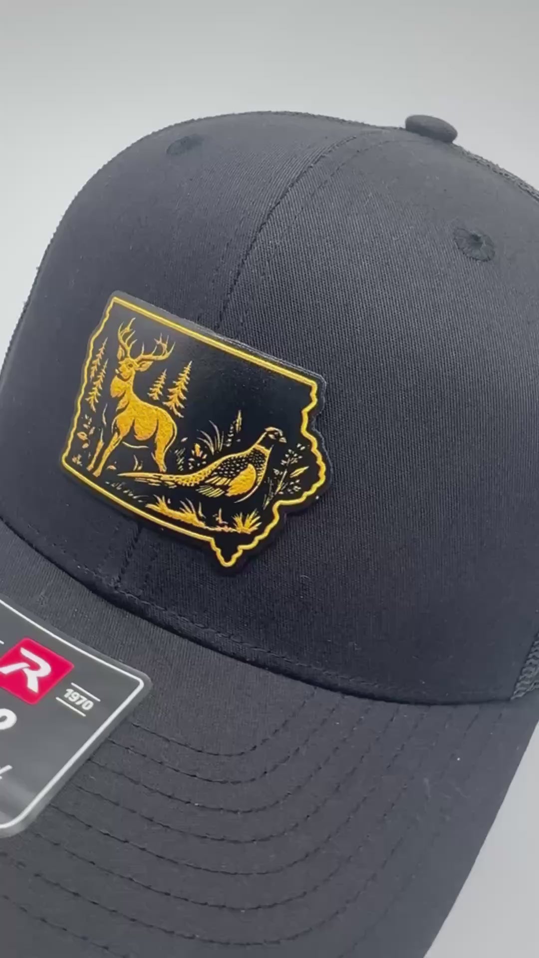 Iowa Hunting Hat | Richardson 112 Black Trucker Hat | Deer and Pheasant Hunting Patch | Iowa Outdoors Gift | Hunter Hat